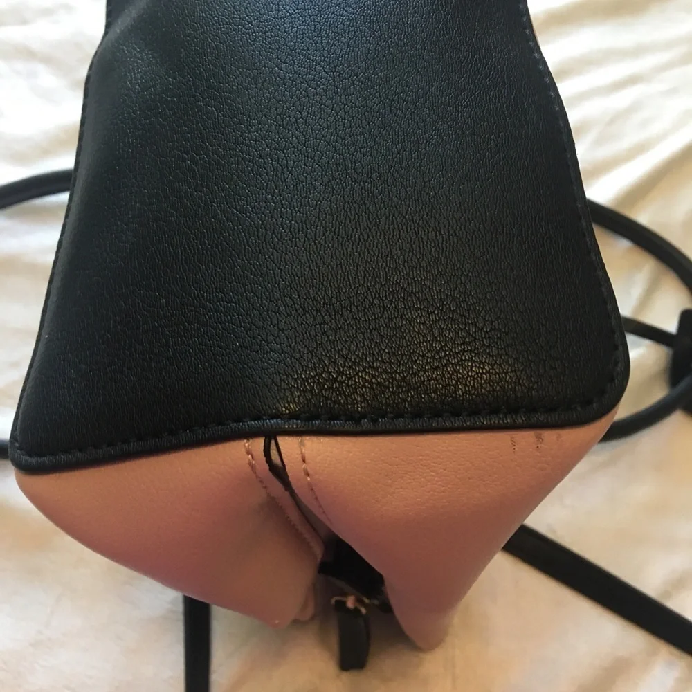 Nine West Pink and Black Satchel with Structured Design